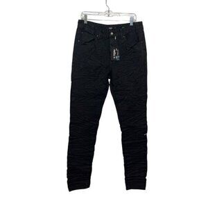NWT Jaded London Black Coated Stacked  Straight Leg  Jeans Men's Size 32x32